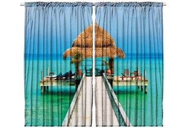 Tropical Island Curtain Panel Set Window Decor 