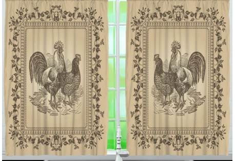 Rooster Kitchen Curtain Panel Set