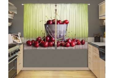 Cherries Kitchen Curtain Panel Window Decor 