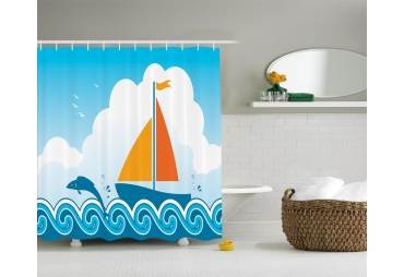 Sailboat In The Ocean Shower Curtain Nautical Decor 