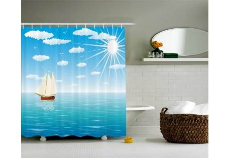 Refresh your bathroom with sailing boat exclusive design custom made shower curtain 3D Digitally printed using state of art latest technology 