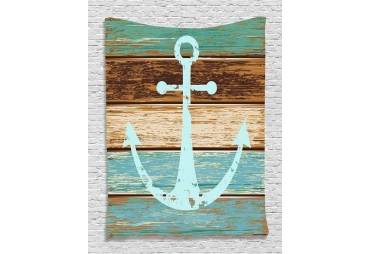  Anchor on Rustic Wood Digital Printed Tapestry