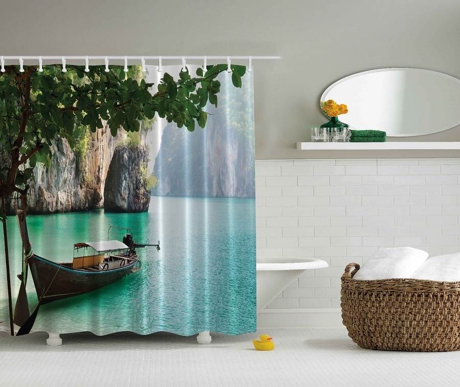 Tropical Island Beach Shower Curtain
