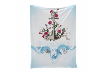 Anchor with Flowers Seashells and Fish Tapestry 