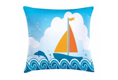 Sailboat Nautical Theme Throw Pillow 