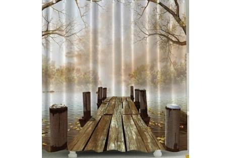 Rustic Dock  on the Beach Shower Curtain 