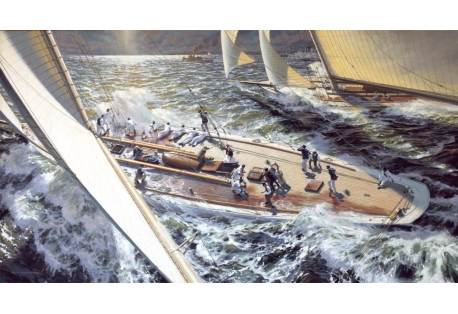 Marine Art by Russ Kramer  Great Race: COLUMBIA vs. SHAMROCK II, 1901 