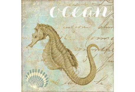 Coastal Art Poster Seahorse 
