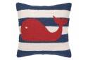 Whale on Blue Stripes Beach Style Hand Made Pillow 