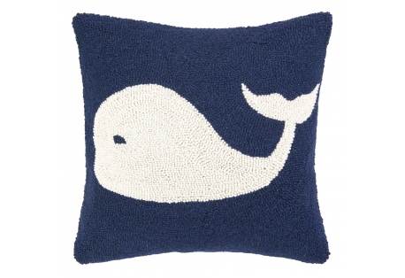 Beach Decor Accent Whale Blue Hand Made Decorative Hook Pillow 