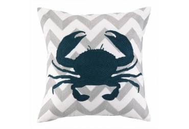 Blue Crab Hand Made Embroidery Decorative Throw Pillow