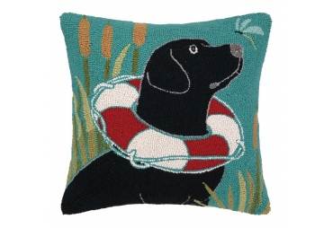 Lab with Lifering Hooked Hand Made Pillow 