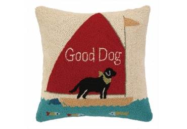 Good Dog Sailing Hand Hooked Pillow