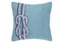 Nautical Knot Blue Hand Made Hooked Pillow 