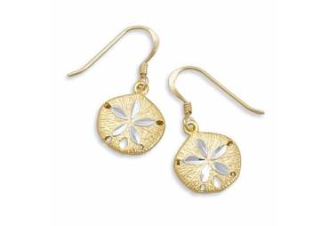 14 Karat Gold Plated Sand Dollar French Wire Earrings