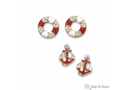 Set of 2 Nautical Themed Fashion Earrings