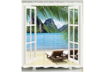 Beach Island Custom Made Shower Curtain 