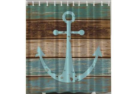 Anchor on Rustic Wood Shower Curtain 
