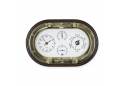 Brass Porthole Clock, Barometer, Thermometer, Hygrometer on Mahogany Plaque 