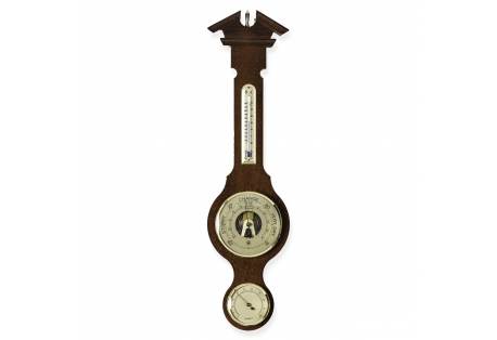 Banjo Weather Station w/ Barometer, Thermometer,  Hygrometer on Walnut Wood