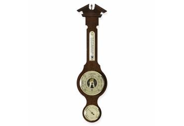 Banjo Weather Station w/ Barometer, Thermometer, Hygrometer on Walnut Wood