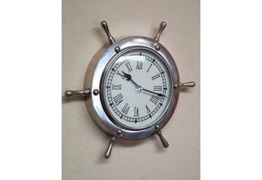Aluminum Ship Wheel Clock 12"