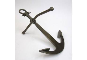 Aluminum Ship Anchor with Lever Crossbar - Antique Brass Finish