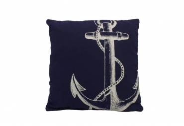Blue and White Anchor Decorative Throw Pillow 14"