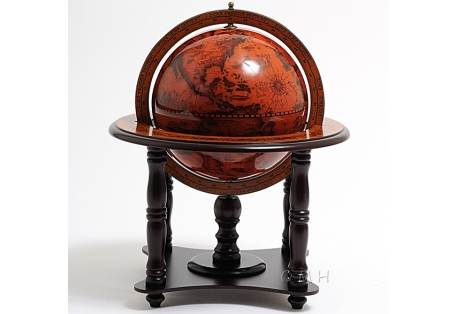 Wooden Globe with Old World Map Nautical Coastal Decor 