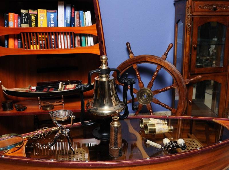 Vintage Brass Hub Ship/Boat Steering Wheel Wood Pirate Nautical Fishing Maritime 