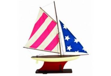 Wooden American Flag Sailboat 35"