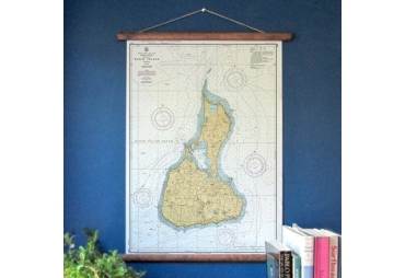 Block Island Vintage Nautical Chart Scroll  c. 1952