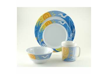 Ocean Breeze Melamine 24 Piece Nautical Dinnerware Set