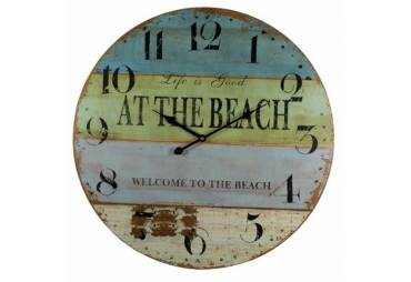 At The Beach Wooden Wall Clock 23"