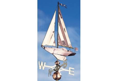 Roof Top Weather Vane Copper Sailboat Wind Direction Indicator 