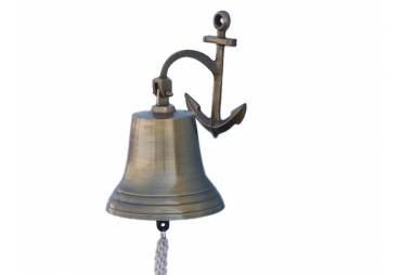 Antique Brass Bell on Hanging Anchor