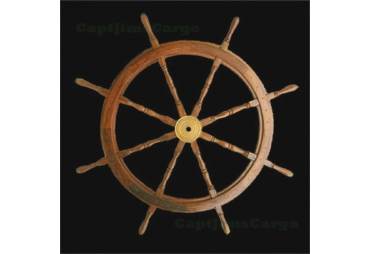 Classic Wooden Ship Wheel with Brass Cap