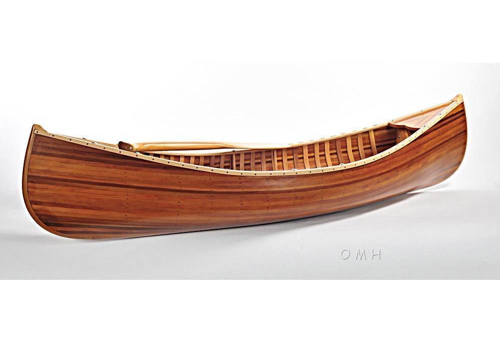 large 6 foot wooden hand made decorative canoe with ribs