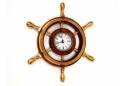 Wooden Ship Wheel Clock With Brass Handles Nautical Wall Decor