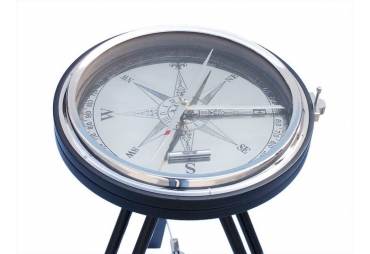 Chrome with Black Stand Adjustable Compass Table 23"