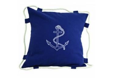 Navy Blue Anchor Pillow 15"