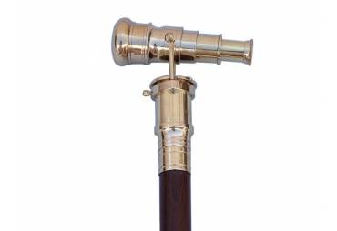 Telescope Walking Stick Brass and Rosewood