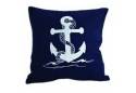 Navy Blue and White Anchor Pillow 15"