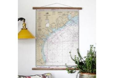 Large Nautical chart 11300 of the Texas Coast Scroll Style