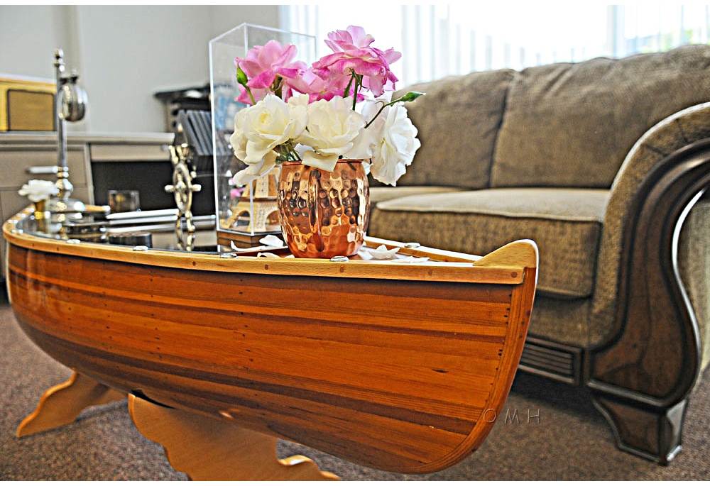 nautical theme furniture 100% handmade wooden canoe table