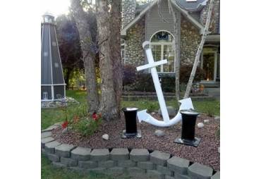 6" Foot Large White Metal Anchor Garden Decor