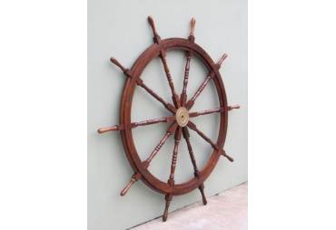 Large Wooden Ship Wheel with Brass Cap 72"