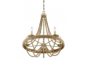 Natural Wood and Rope Coastal Chandelier Ceiling Light
