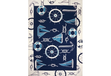 Nautical Area Rug Blue & White Nautical Indoor/Outdoor 5' X 7'