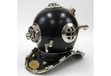 Solid Chrome Mark V Black Divers Helmet 17"
